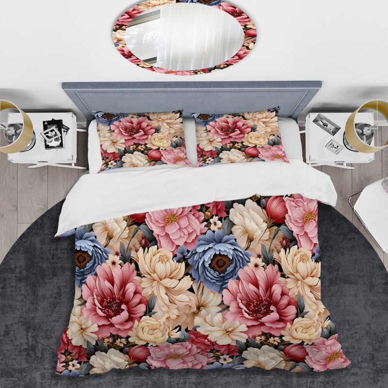 Ensemble de housse de couette Mulitcolor, Housse de couette pour grand lit et 2 taies décor