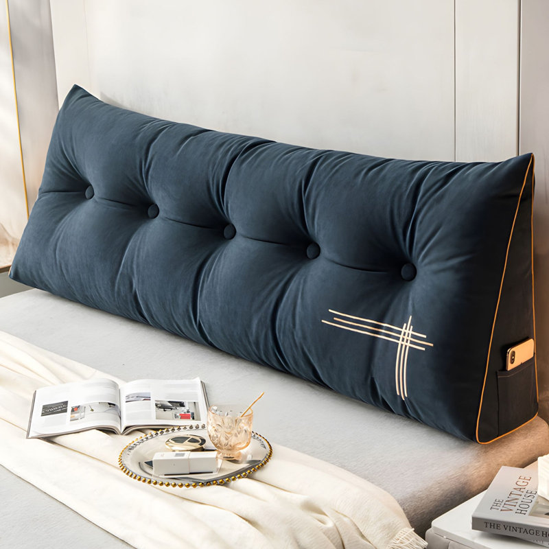 Coussin de tête de lit, H 20 po x l 39 po, Bleu très foncé