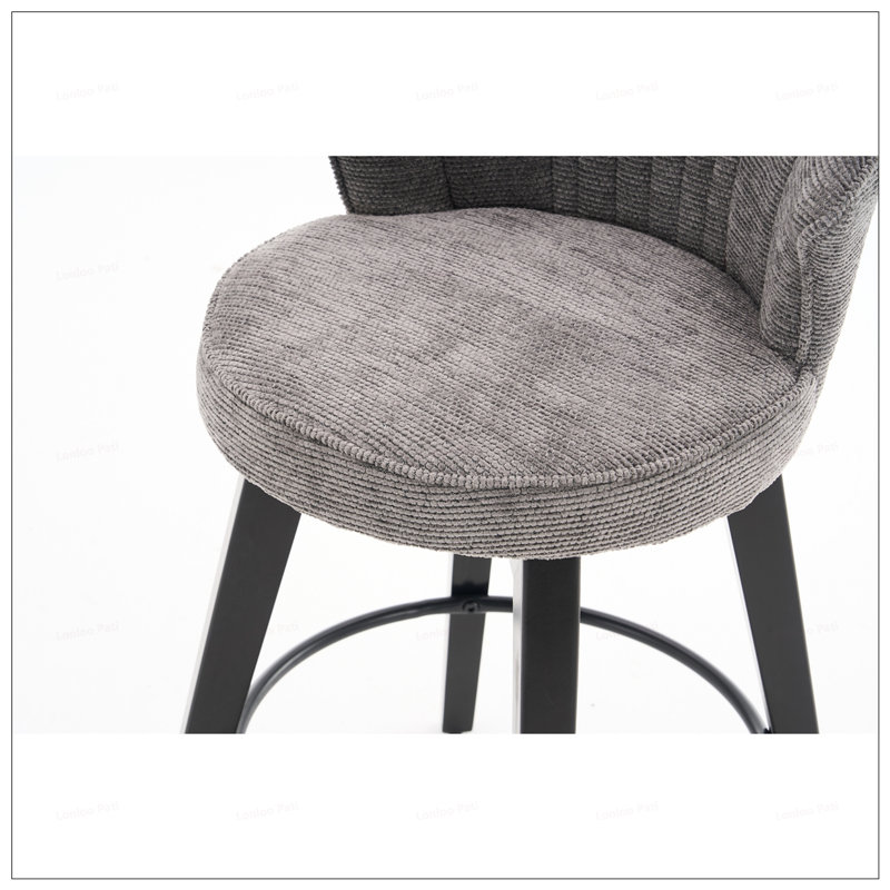 2 tabourets de bar pivotants à oreilles 25 po Chenille, Gris clair