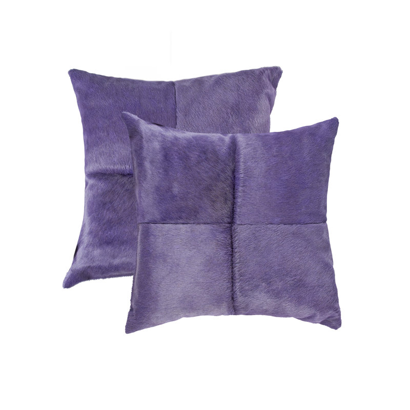 Natural Torino Quattro Color Cowhide Pillow | 2-Pack | 18"x18", Purple