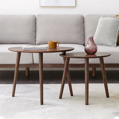 Table basse centrale Table basse 100% bois de chêne massif Plateau en bois naturel en forme de galets