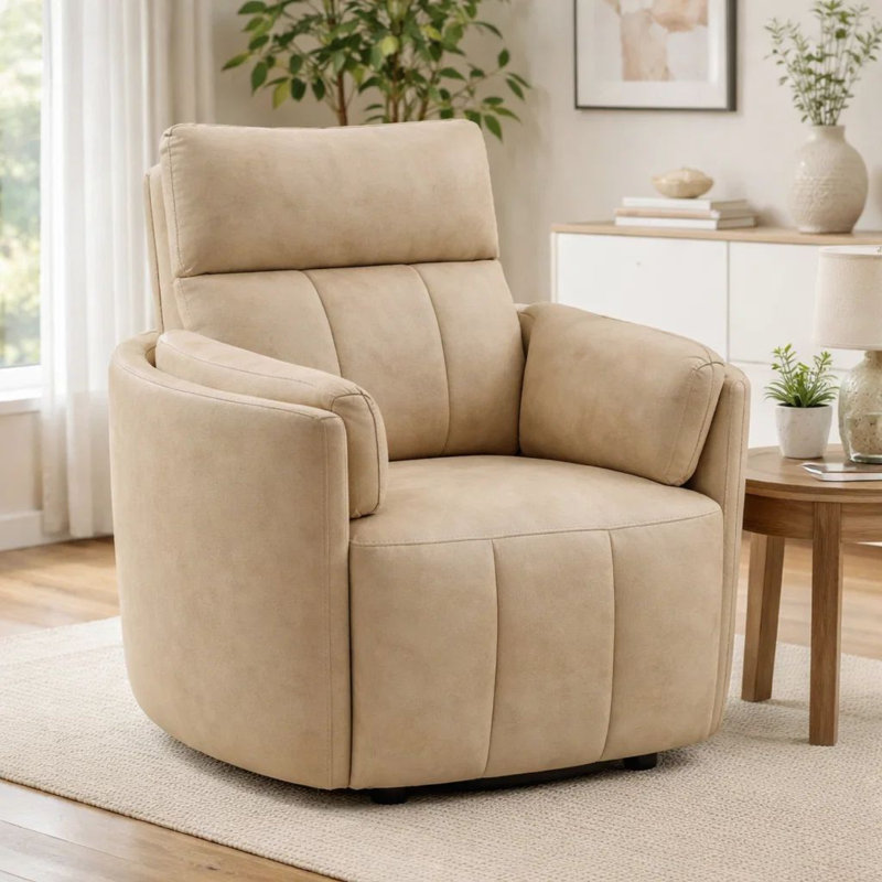 Fauteuil inclinable et pivotant manuel Sonny, microfibre polie beige foncé