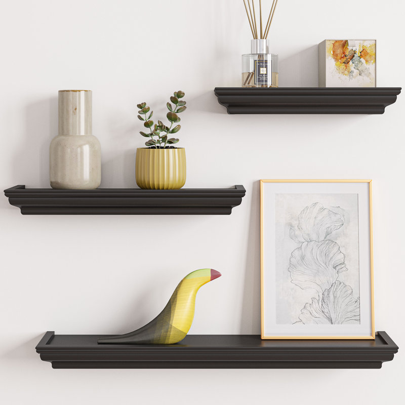 Hudson 3 Piece Floating Shelf, Black