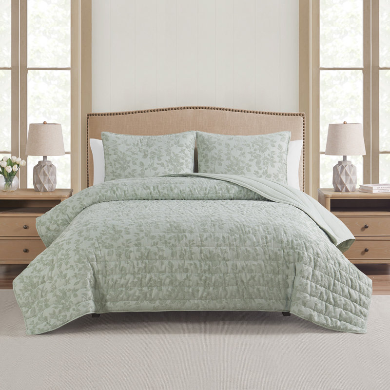 Ensemble de courtepointe en jacquard de luxe en chenille toutes saisons Botanical