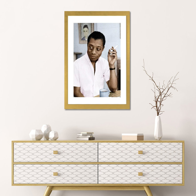 James Baldwin (1924-1987) par Granger-impression, H 24 po x l 16 po x P 1 po, Papier encadré doré, Blanc