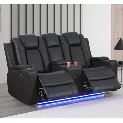 Tiertza Dual Motor Power Reclining Sofa with Bass Speaker, Hidden Storage, Cup Holder
