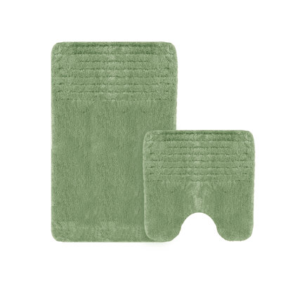 Chenille Soft High Density Anti Slip Linear Bath Mat Set