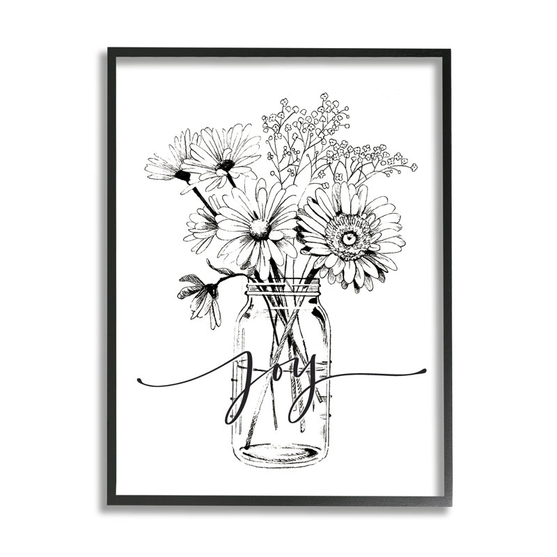 Bouquet de marguerites Joy, Giclée encadrée noir minuit, H 14 po x l 11 po x P 1,5 po