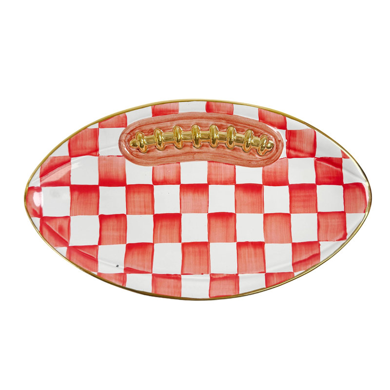 Ginger & Royal Check Football Platter, Red/White/Brown