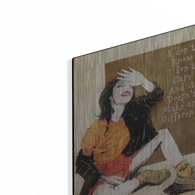 Ebern Designs «I Dont Care» par TM Borenstein, art mural en métal, H 16 po x l 12 po