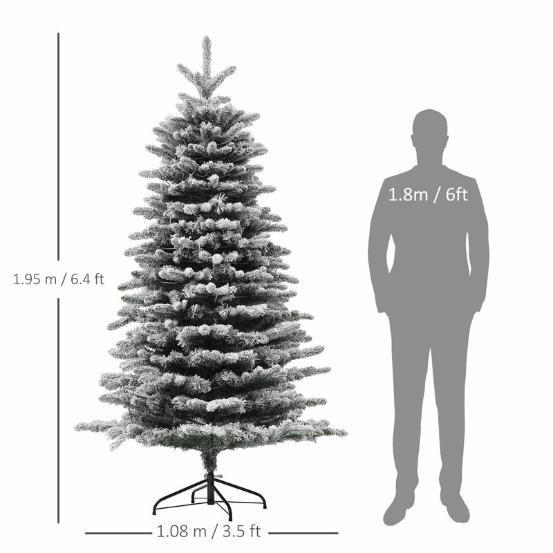 Arbre de Noël artificiel pré-éclairé, arbre de Noël enneigé avec 400 lumières DEL et 990 branches pour la décoration des fêtes