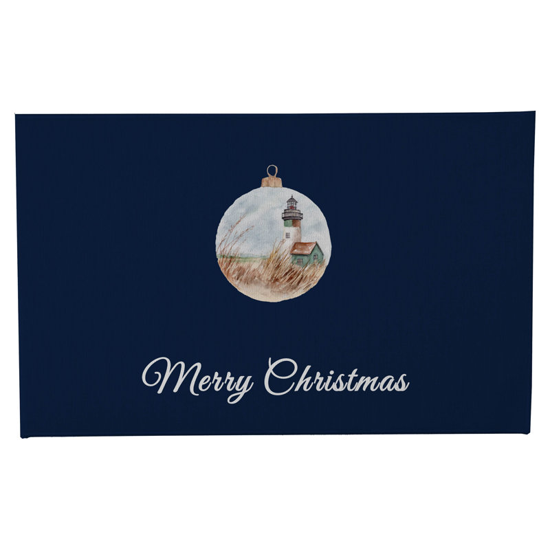Paillasson Merry Christmas, L 21 po x L 34 po, Marine