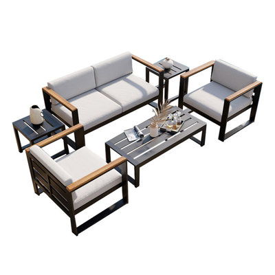 Rhaine 4 - Person Patio Conversation Set with Cushions