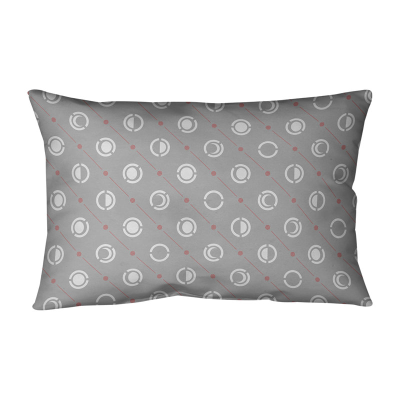 Coussin lombaire Moon phases, H 14 po x l 20 po, Gris/accent rouge, Duvet/plume