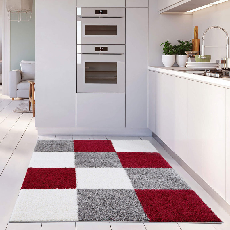 Myshaggy Collection Rugs Geometric Design in Red, Rectangle 140 x 200cm