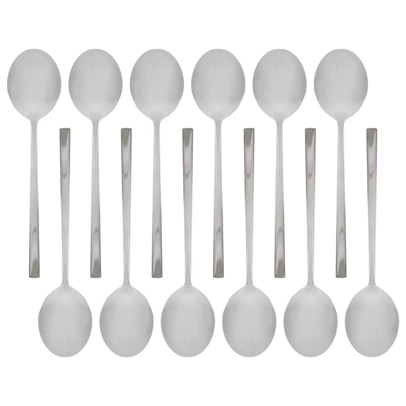 Argon Tableware Stainless Steel Dessert Spoons , Silver