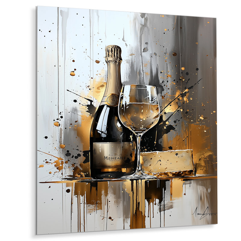 Wine Cheeses Glam Explosion II - Food & Beverage Metal Wall Decor, Wine Metal Print, 32" H x 24" W