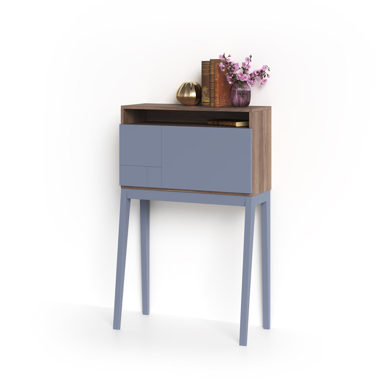 Wilcox Writing Desk, Walnut/Blue