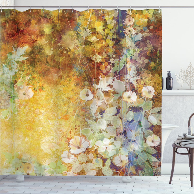 Floral Shower Curtain with Hooks Included, 70" H x 69" W