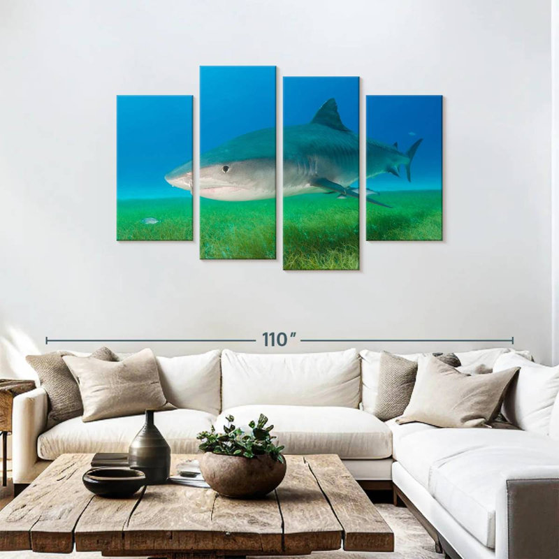 Brampt Tiger Shark On Sea Grass, 48" H x 75" W