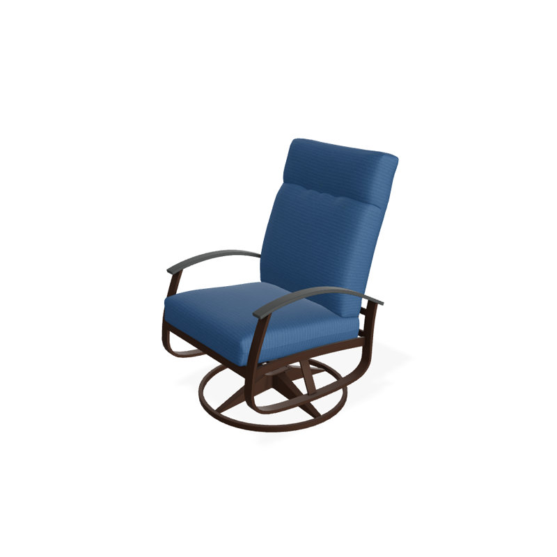Chaise berçante pivotante réglable avec coussins Askar, Toile Sunbrella bleu saphir, Graphite classique P30, Kona texturé