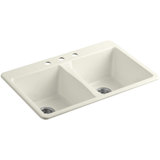Deerfield 33" L x 22" W Double Basin Drop-In Kitchen Sink with Accessories