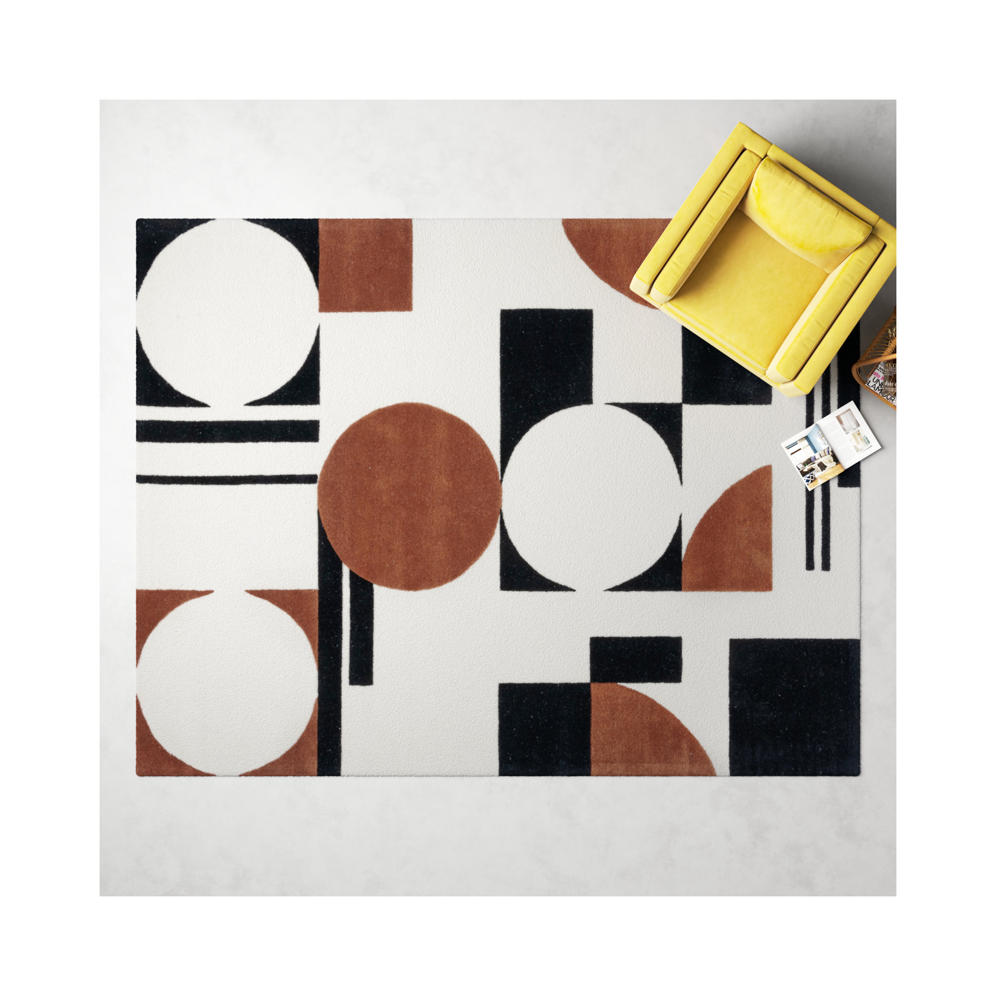 Antoni Handmade Wool Ivory/Black/Brown Rug, Rectangle 9' x 12'