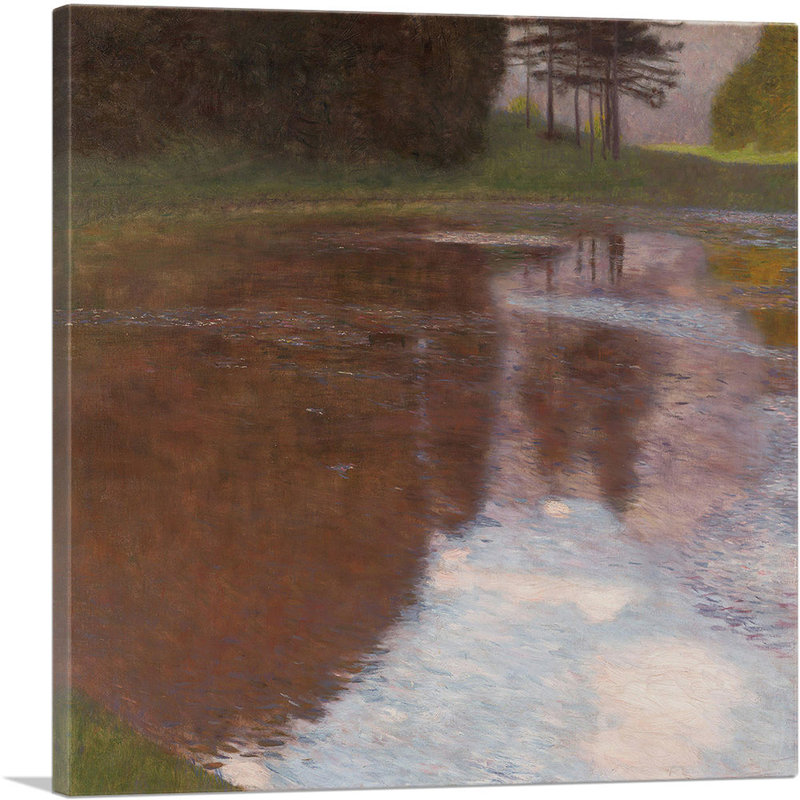 «Tranquil Pond 1899» par Gustav Klimt, reproduction d'art sur toile tendue, H 12 po x l 12 po x P 0,75 po