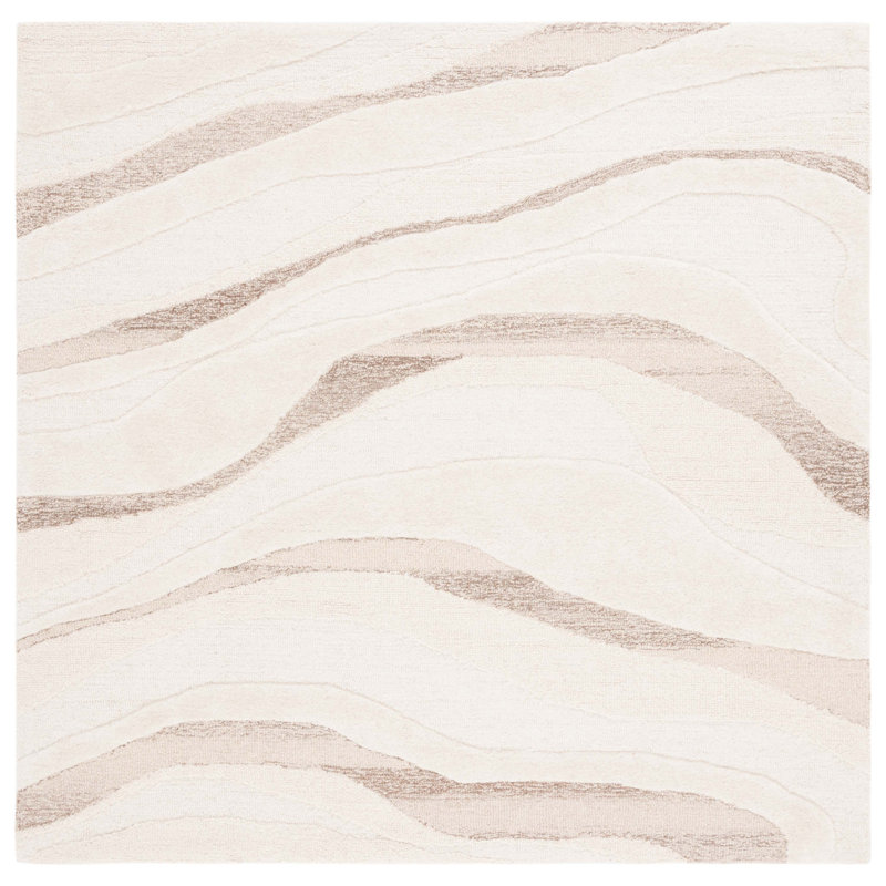 Tapis abstrait en laine / coton touffeté à la main Jarran, Carré 6 pi