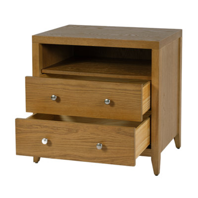  Dana 28 po W Table de chevet rectangulaire à 2 tiroirs en bois avec tablette supérieure