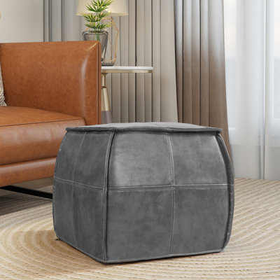 Elliona Square Top-Grain Leather Ottoman