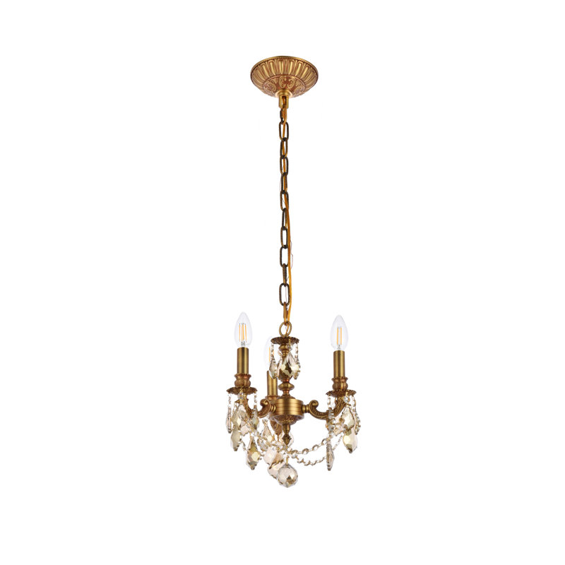 Downes 3 - Light Chandelier, French Gold / Golden Teak (Smoky) /Crystal Type