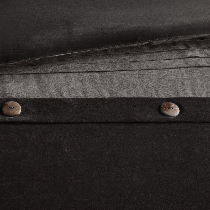 Ensemble de chambre en faux suède 7 pièces - très grand gris, édredon très grand, suède
