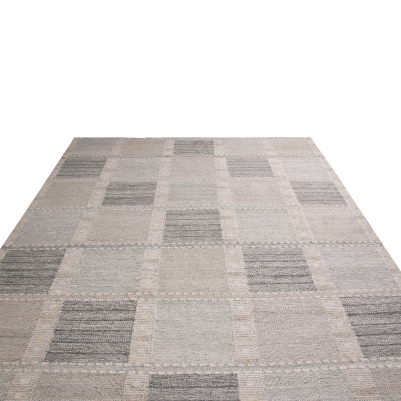 Hand Knotted Wool Geometric Area Rug, Rectangle 5' x 8'