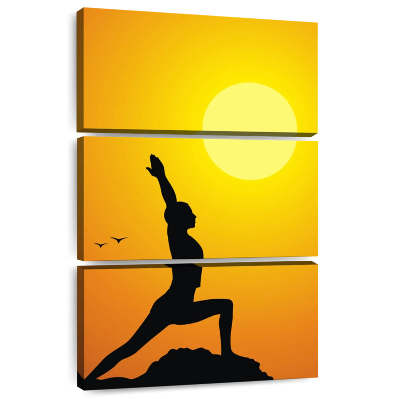 Yoga coucher de soleil, H 74 po x l 48 po