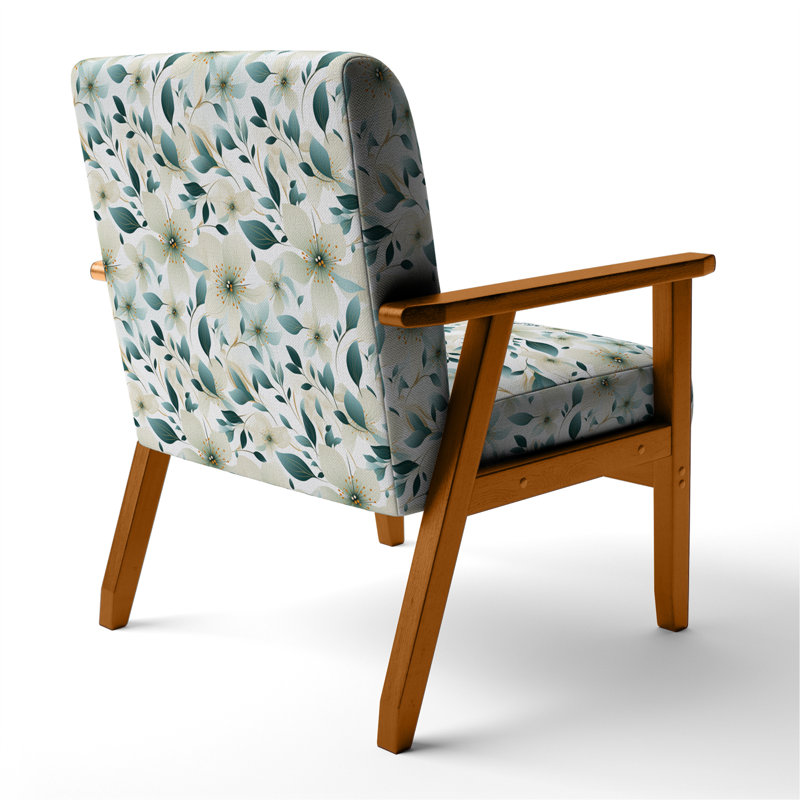 Fauteuil d'appoint rembourré Teal, Accoudoirs carrés bruns