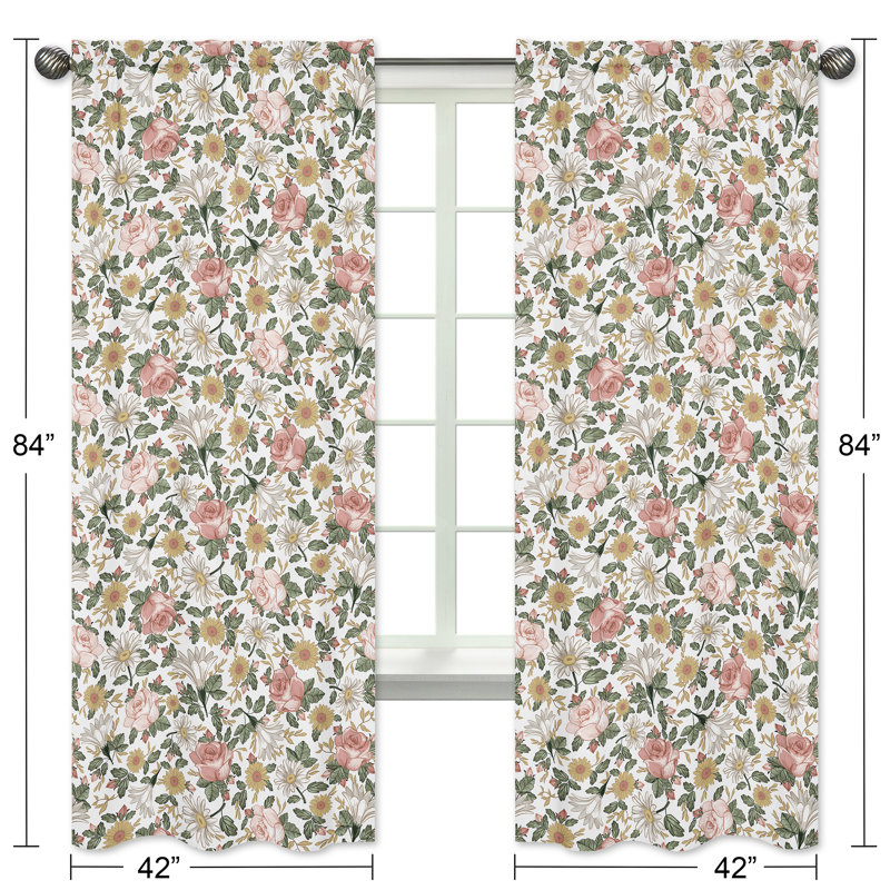 Vintage Floral White Polyester Kids' Window Curtain Panels