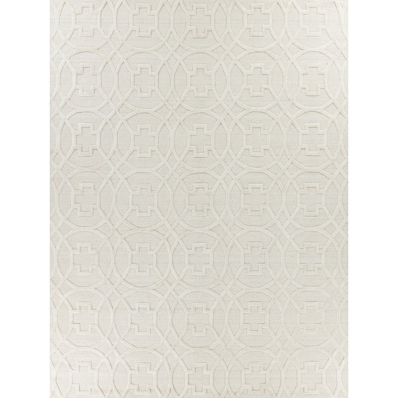 Hand Loomed Geometric Area Rug in Beige