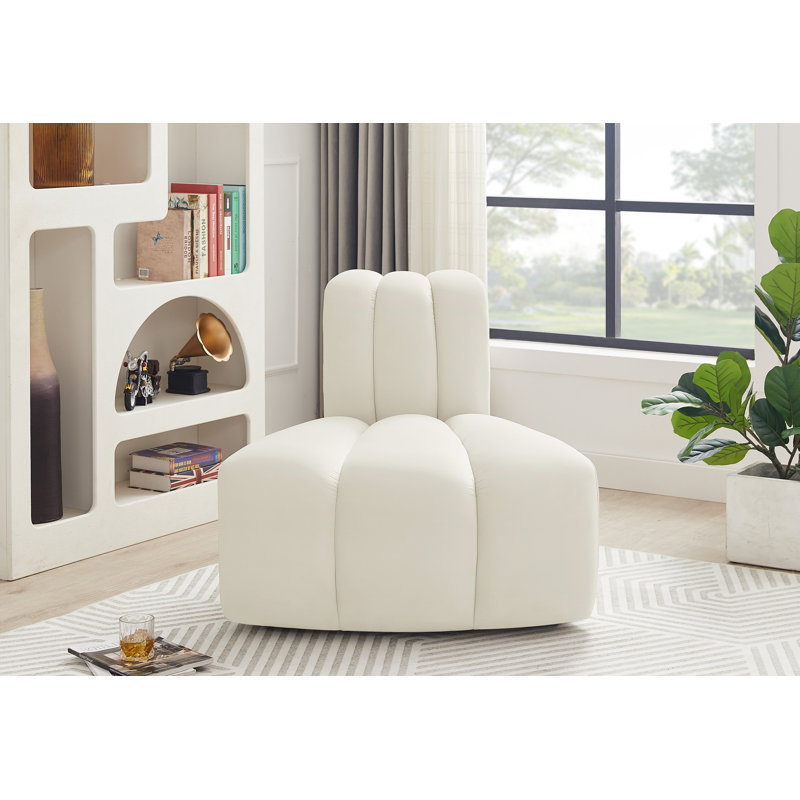 Chaise d'appoint rembourrée Ishna, Velours crème