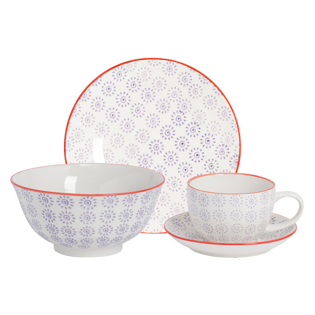 Nicola Spring - Hand-Printed Dinner Set - 24pc