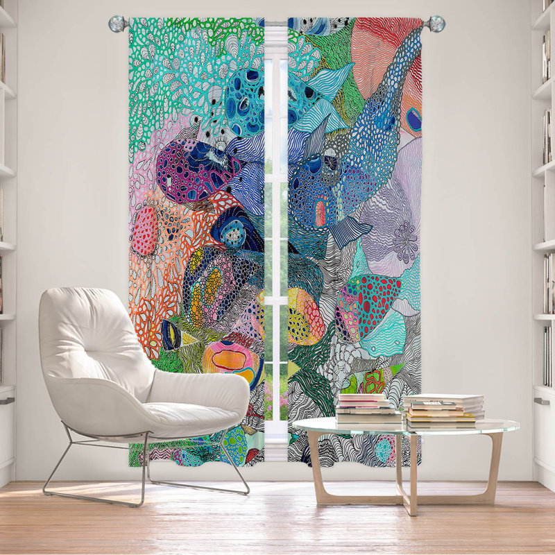 Ensemble de 2 rideaux doublÃ©s sur mesure par Sonia Begley - Coral Reef 1, L 20 po x L 61 po