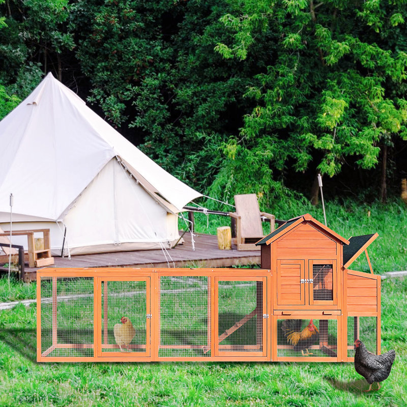 Poulailler - Spacieux et sécuritaire. Convient à 2 à 4 poules. Fabriqué en bois de qualité, 122 po X 26 44,5 Facile d'accès avec rampe. Portes verrouillables pour. Nettoyage facile du plateau amovible. Boîte de nidification protégée