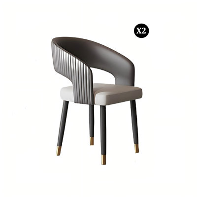 19.69"Gray Nappa Leather Solid Wood Dining Chairs