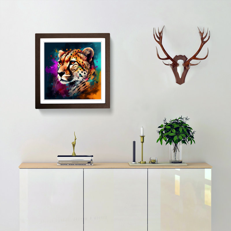 Cheetah Abstract Art No.3 - Framed Print, Walnut