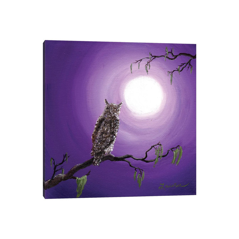 Owl On Mossy Branch by Laura Iverson - Wrapped Canvas Print, 66.04 cm H x 66.04 cm W x 3.175 cm D