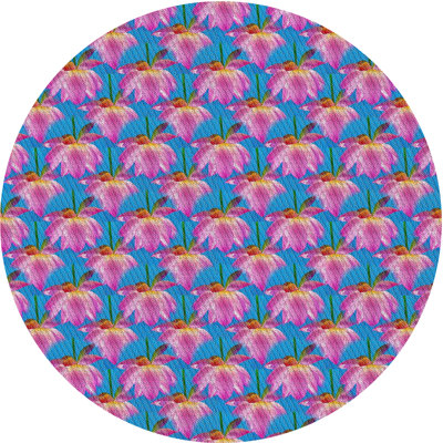 Tapis floral mauve / rouge