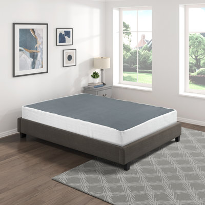 Sommier pour très grand lit: métal noir, housse en tissu texturé, hauteur de 8,5 po, support à 12 lattes, installation facile, capacité de poids de 700 lb, fondation de taille de chambre à coucher, structure en métal, 700 lb simple