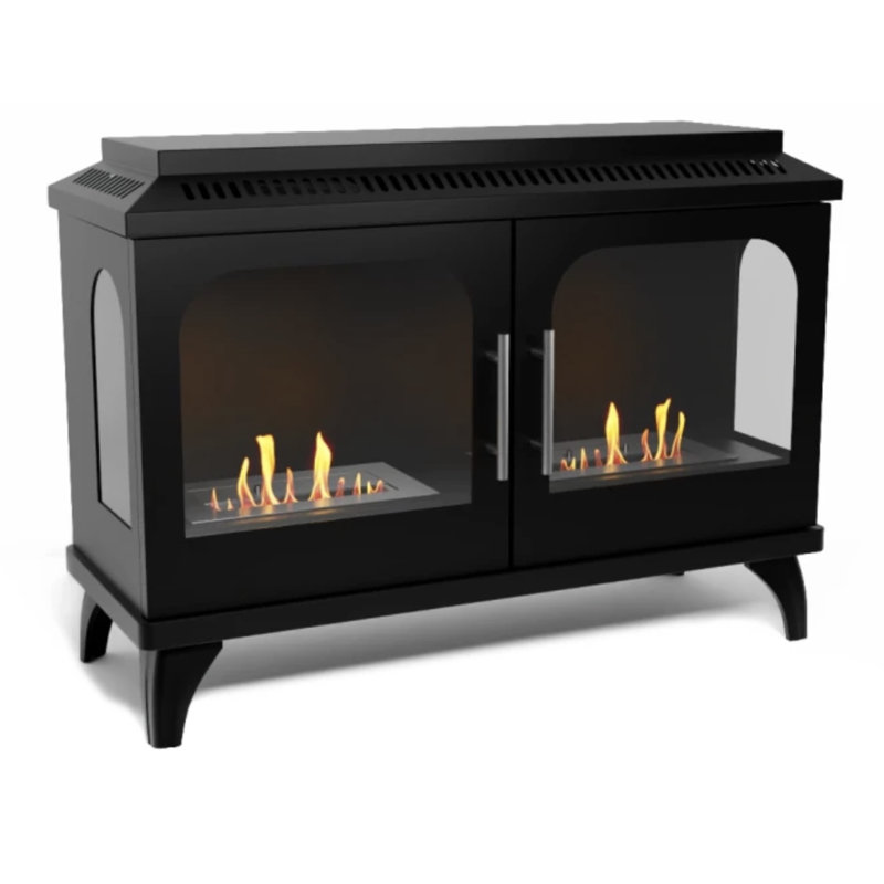 Ebern Designs 80cm W Black Bio-Ethanol Fireplace with 13656 BTU