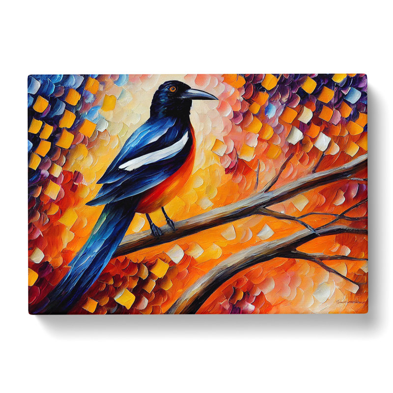 Magpie Bird Vol.3 Abstract - Wrapped Canvas Print, 50cm H x 76cm W x 3cm D