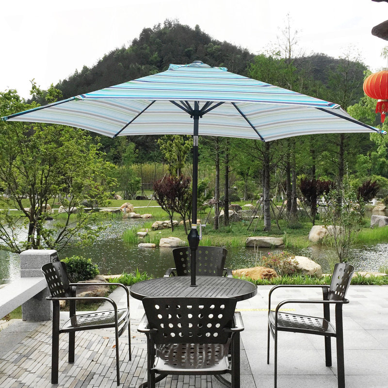 Parasol de patio, parasol 9 pi, Rayures bleues